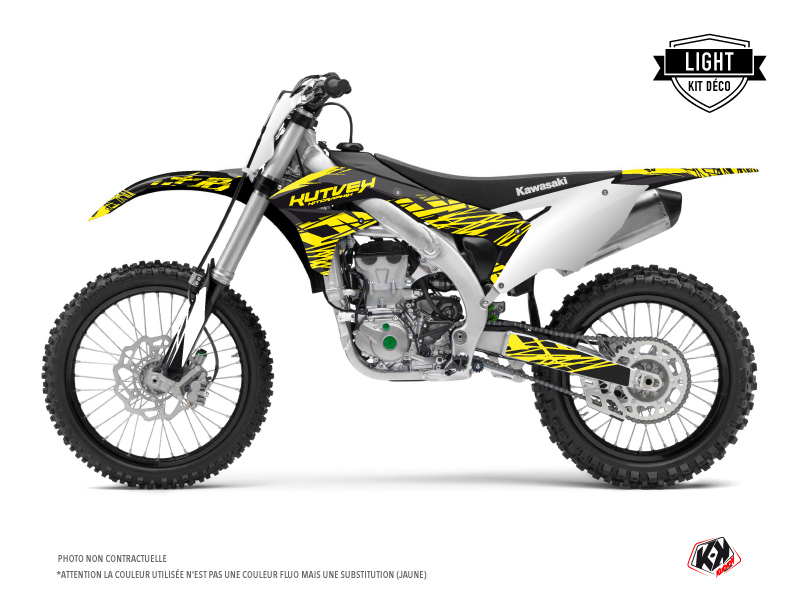 Kit déco moto cross Eraser Fluo Kawasaki 450 KXF Jaune KUTVEK