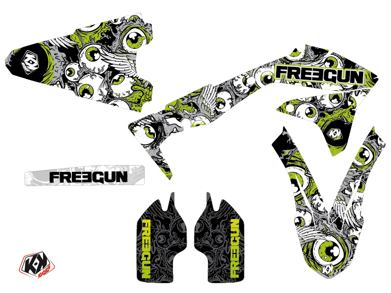 Kit Déco Moto Cross Freegun Eyed Kawasaki 450 KXF Vert - vue 2