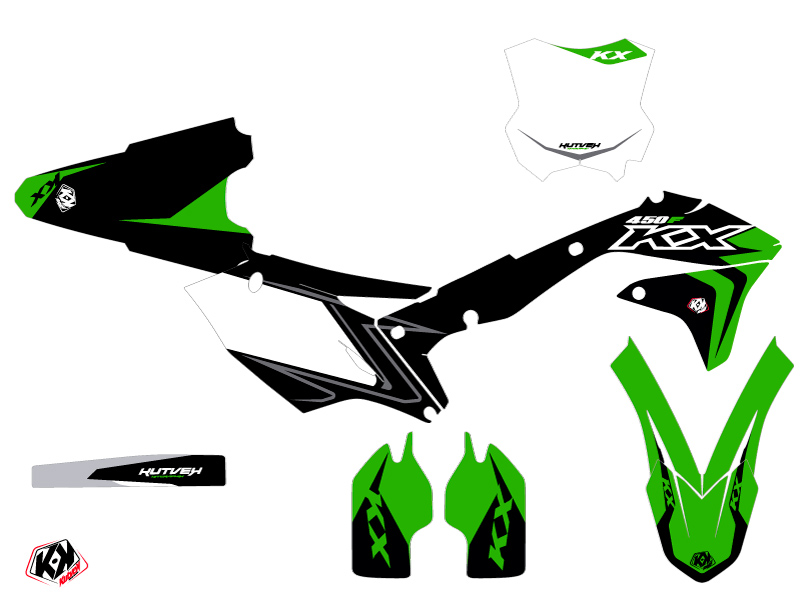 Kit Décoration Moto Cross Halftone Kawasaki 450 KXF Noir Vert KUTVEK - vue 2