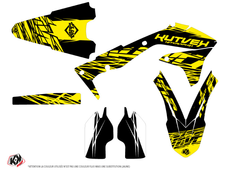 Kit Déco Moto Cross Eraser Fluo Kawasaki 450 KXF Jaune KUTVEK - vue 2