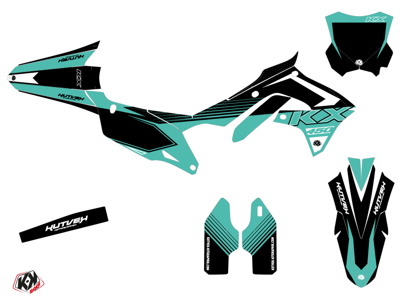 Kit Déco Moto Cross Claw Kawasaki 450 KXF Turquoise KUTVEK - vue 2