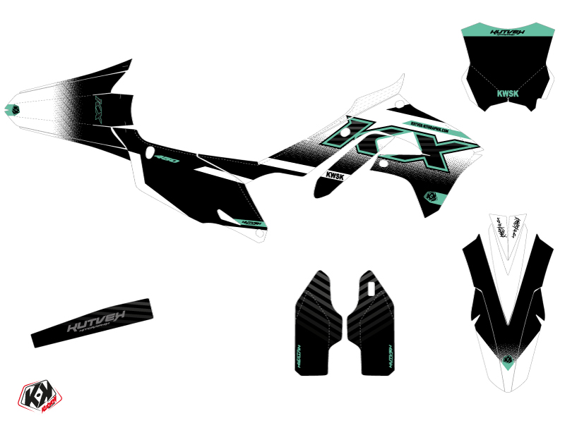 Kit Décoration Moto Cross Kawasaki 450 KXF Turquoise KUTVEK - vue 2