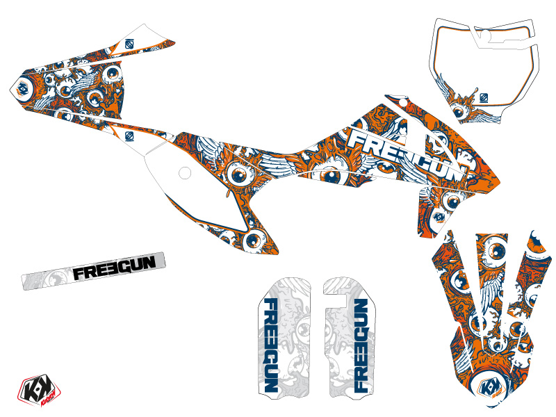 Kit Déco Moto-Cross Freegun Eyed KTM 50 SX Orange - vue 2
