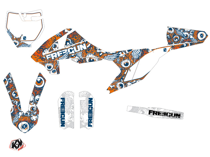 Kit Décoration Moto Cross Freegun Eyed KTM 65 SX Orange - vue 2