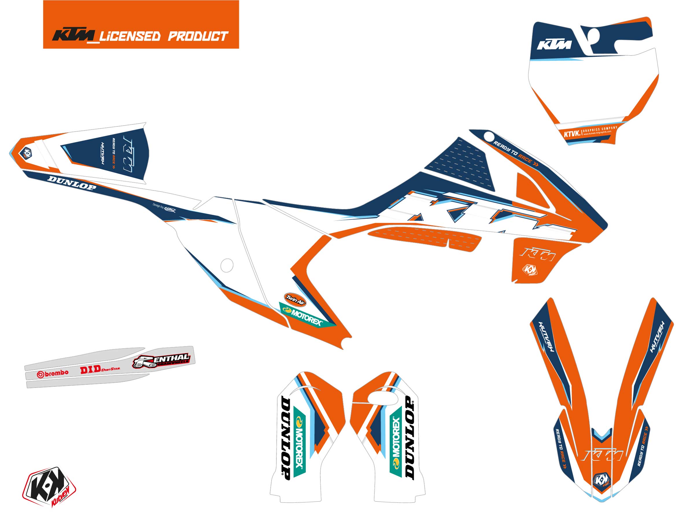 Kit plastiques Moto Cross Origin-K22 KTM 65 SX Bleu KUTVEK - vue 2