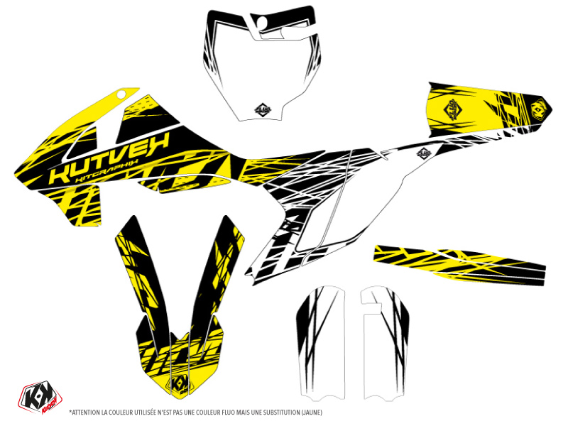 Kit Décoration Moto Cross Eraser Fluo KTM 65 SX Jaune KUTVEK - vue 2