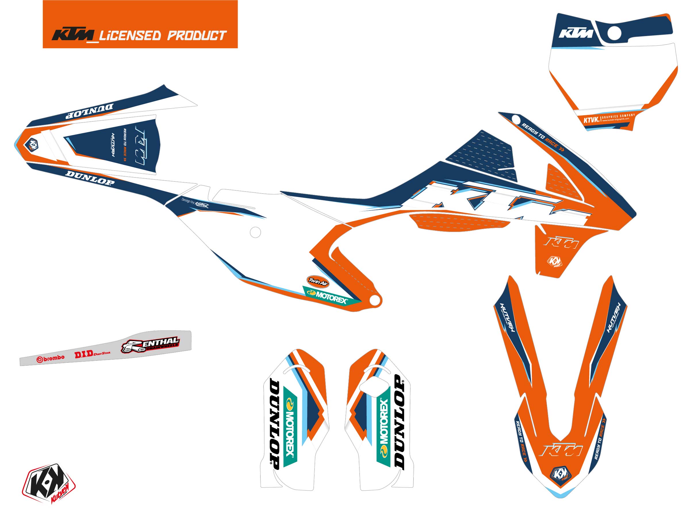 Kit Décoration Moto Cross KTM 85 SX Origin-K22 Bleu KUTVEK - vue 2