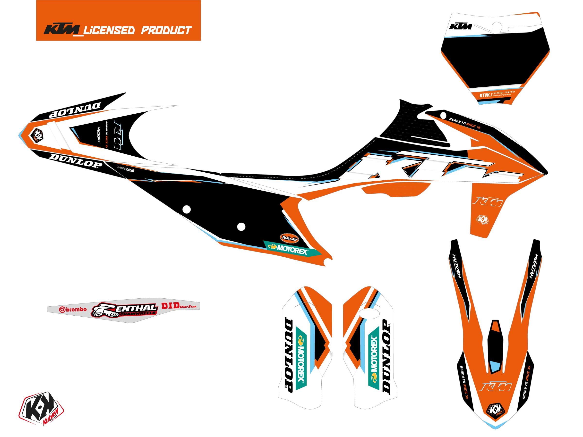 Kit de décoration moto cross KUTVEK Origin-K22 KTM 150 SX noir - vue 2