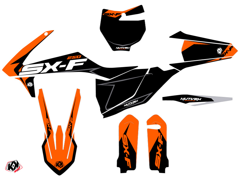 Kit Décoration Moto Cross Halftone KUTVEK KTM 250 SXF Noir Orange - vue 2