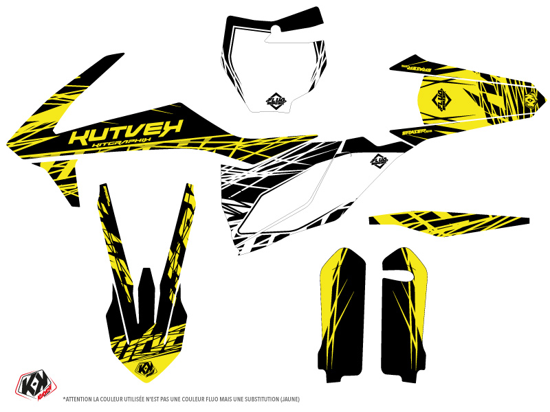 Kit Déco Moto Cross Eraser Fluo KTM 250 SXF Jaune KUTVEK - vue 2
