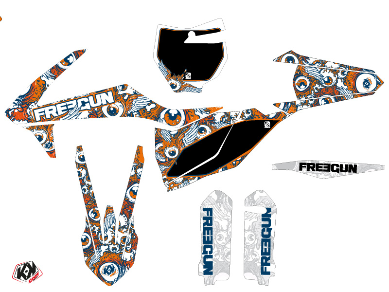 Kit Déco Moto Cross Freegun Eyed KTM 250 SXF Orange - vue 2
