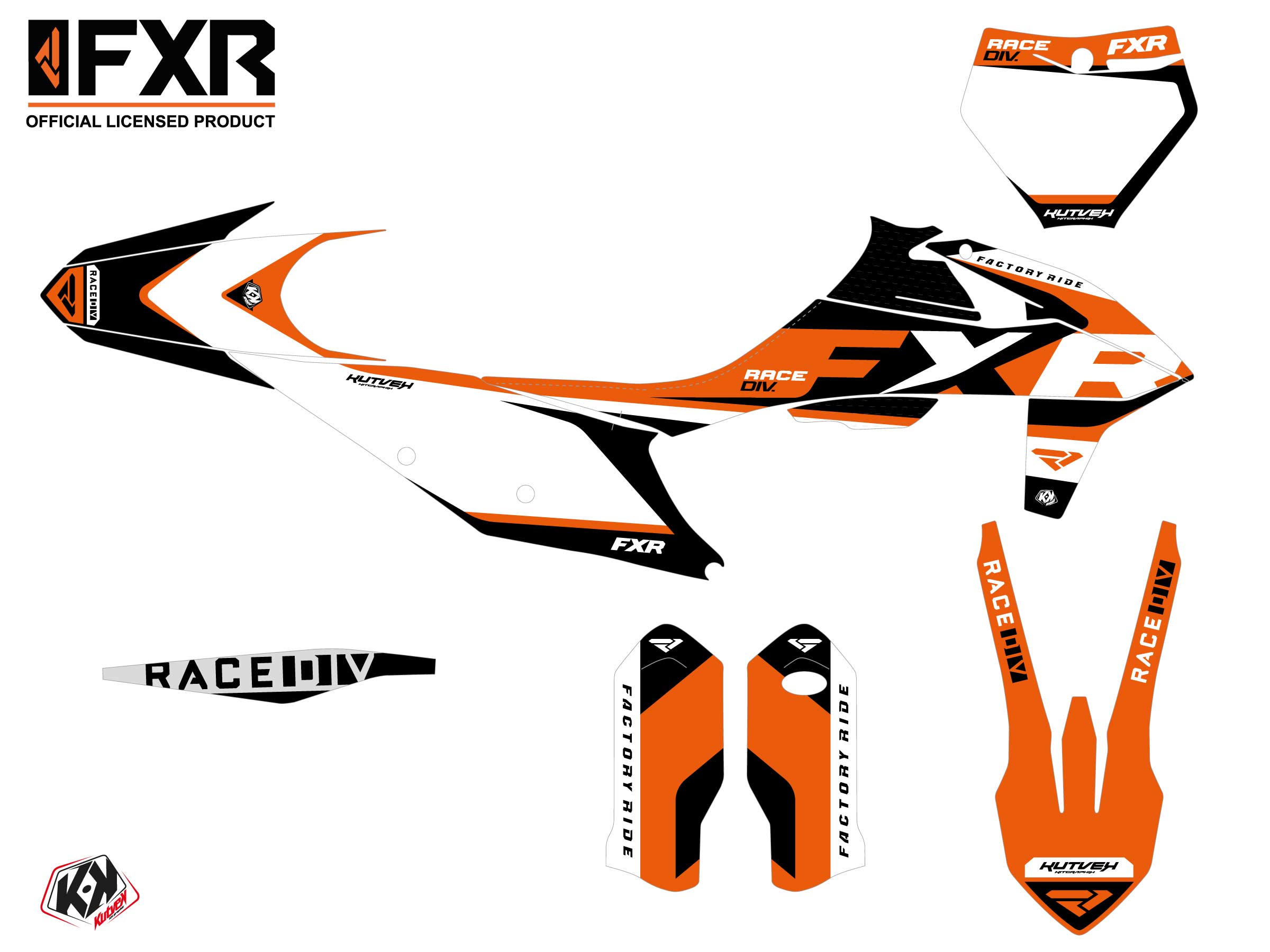 Kit Décoration Moto Cross FXR N4 KTM 350 SXF Orange KUTVEK - vue 2