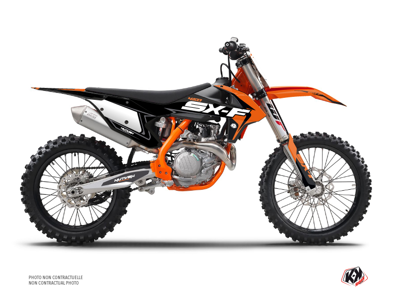 Kit Décoration Moto Cross Halftone KTM 450 SXF Noir Orange KUTVEK