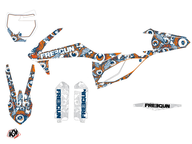 Kit Déco Moto Cross Freegun Eyed KTM 450 SXF Orange - vue 2