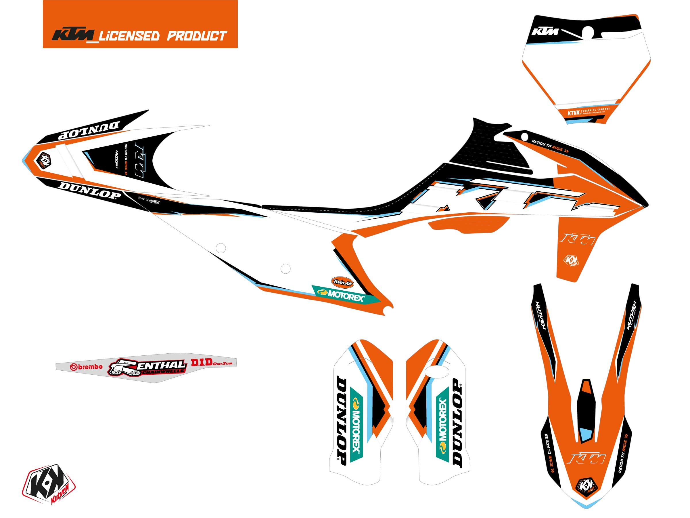 Kit Déco Moto Cross KUTVEK Origin-K22 KTM 450 SXF Noir - vue 2