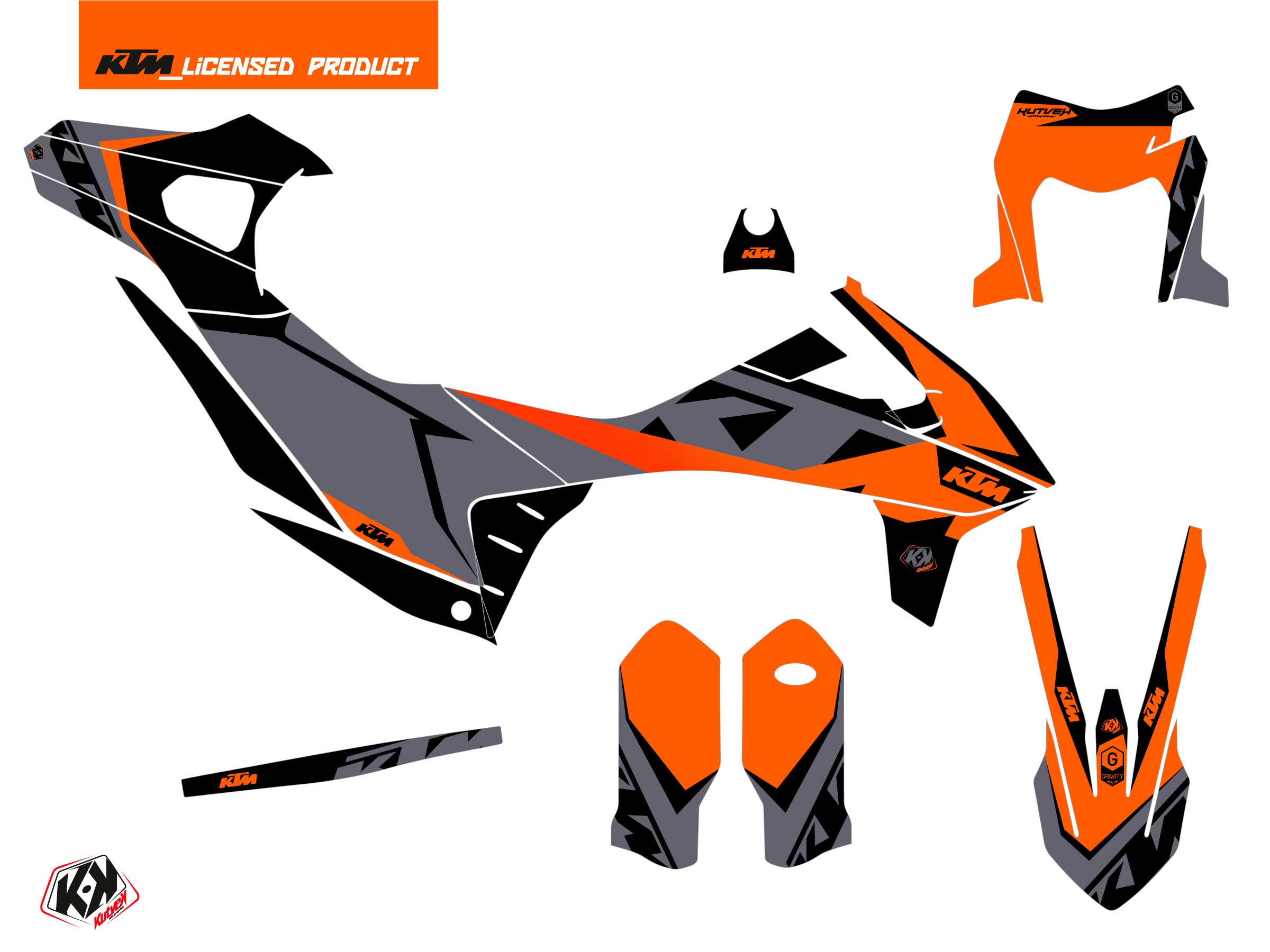 Kit Plastiques Déco Moto Cross Gravity KTM 690 ENDURO R Gris - vue 2
