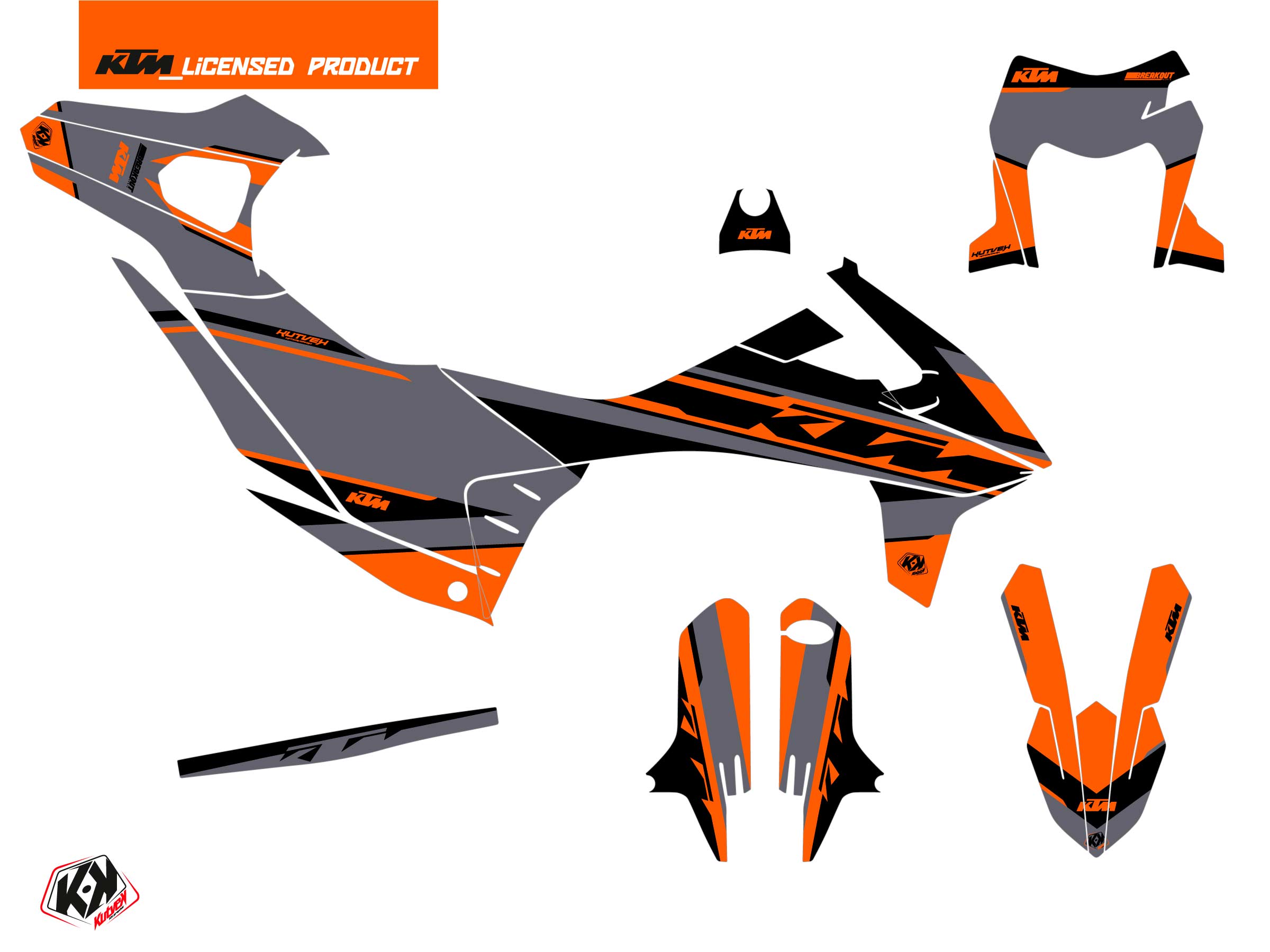 Kit plastiques déco Breakout KTM 690 SMC R gris - vue 2