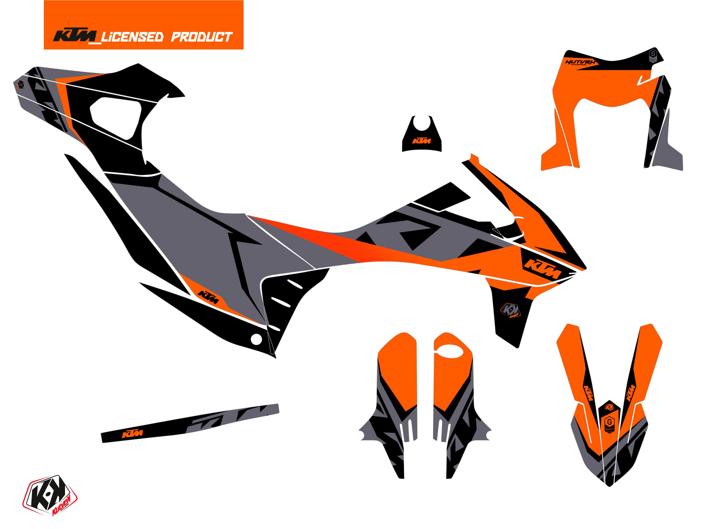 Kit décoration moto cross Gravity KUTVEK KTM 690 SMC R gris - vue 2