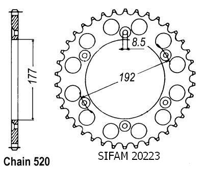 Couronne Husqvarna 125/250 Cr/Wr 1985-1987 - 520 - 50 Dents - Similaire JTR223