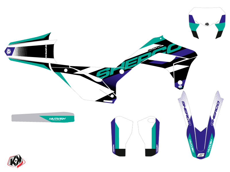 Kit Décoration Moto Cross Aktiv Sherco SE / SEF Turquoise KUTVEK - vue 2