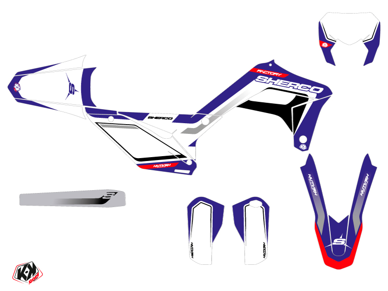 Kit plastiques déco moto cross Skratch Sherco SE / SEF bleu KUTVEK - vue 2