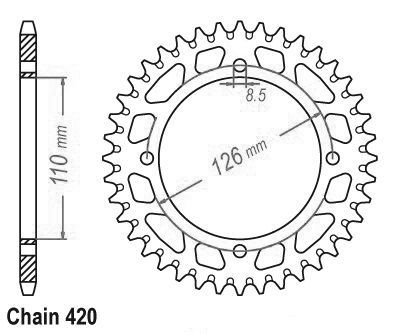 Couronne Alu Kawasaki / Suzuki Kx65/Rm65 /Z46 - 420 - 46 Dents - Similaire JTA1465