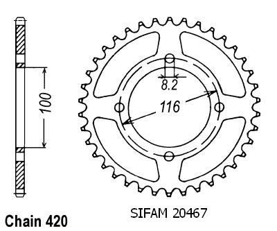 Couronne Alu Kawasaki 80/85 Kx 1983-2004 - 420 - 55 Dents - Similaire JTA461
