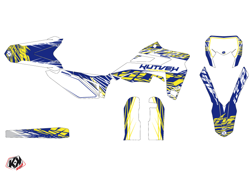 Kit Décoration Moto Cross Eraser Sherco 450 SEF R Blanc Jaune KUTVEK - vue 2