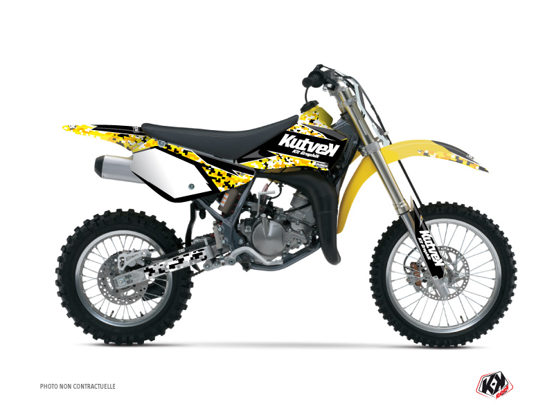 Kit Déco Moto Cross Predator Suzuki 85 RM Noir Jaune KUTVEK