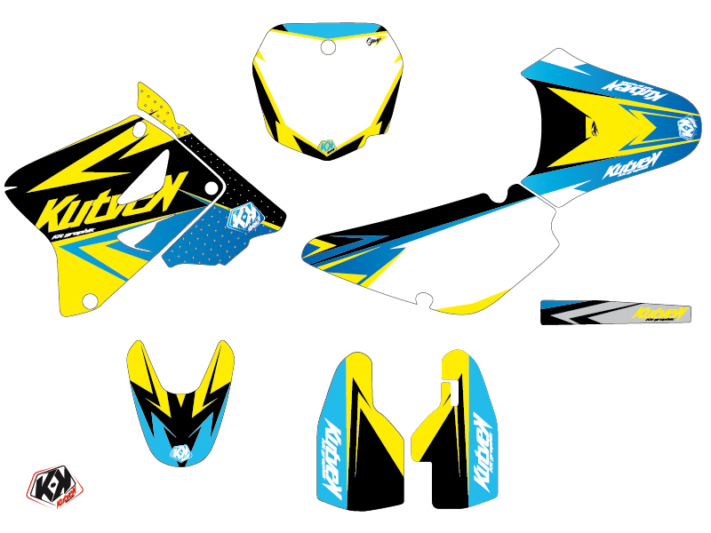 Kit plastiques moto cross Suzuki 85 RM jaune bleu - vue 2
