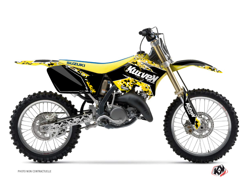 Kit Décoration Moto Cross Predator Suzuki 125 RM Noir Jaune KUTVEK