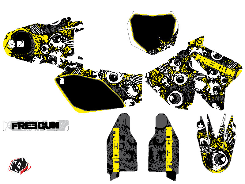 Kit de décoration Freegun Eyed Kutvek Suzuki 125 RM jaune - vue 2