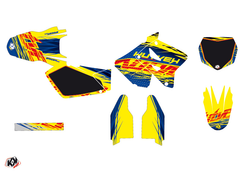 Kit de décoration Moto Cross Kutvek Eraser Suzuki 125 RM Bleu Jaune - vue 2