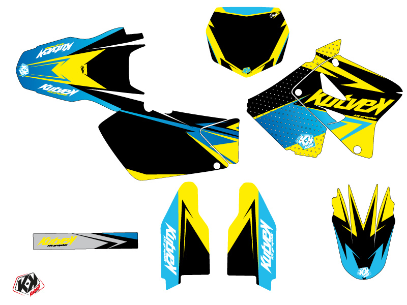 Kit de décoration moto-cross Stage Suzuki 125 RM Jaune Bleu KUTVEK - vue 2