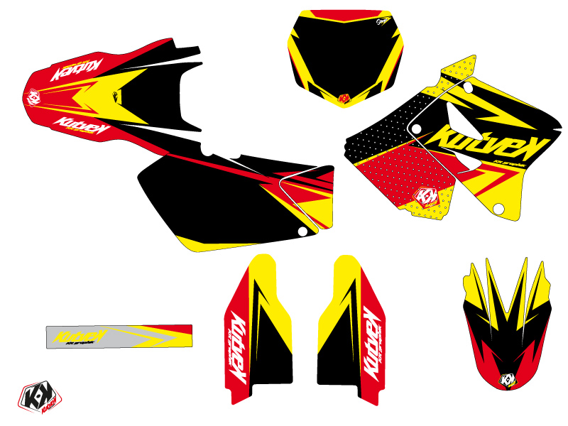 Kit décoration moto cross Suzuki 125 RM jaune rouge - vue 2