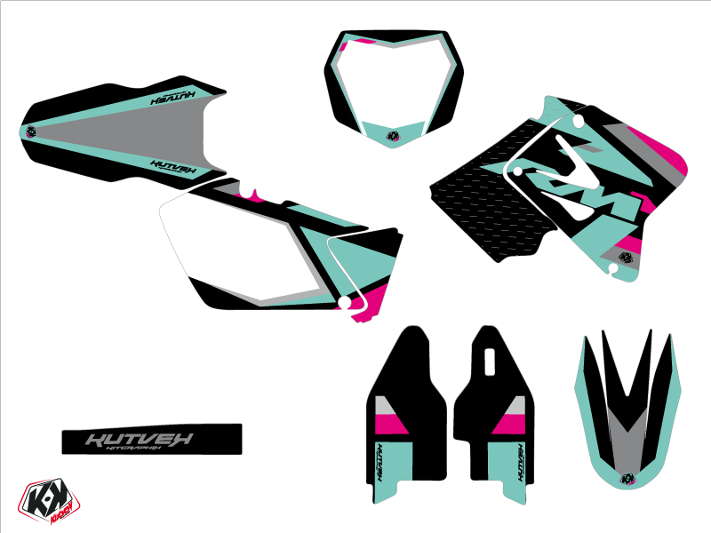 Kit Décoration Moto Cross Suzuki 250 RM Turquoise KUTVEK - vue 2