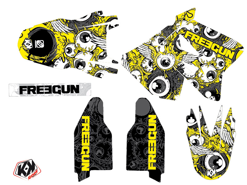 Kit décoratif moto cross Freegun Eyed Suzuki 250 RM jaune Light KUTVEK - vue 2