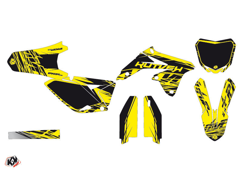Kit décoration moto cross Eraser Suzuki 250 RMZ jaune noir KUTVEK - vue 2