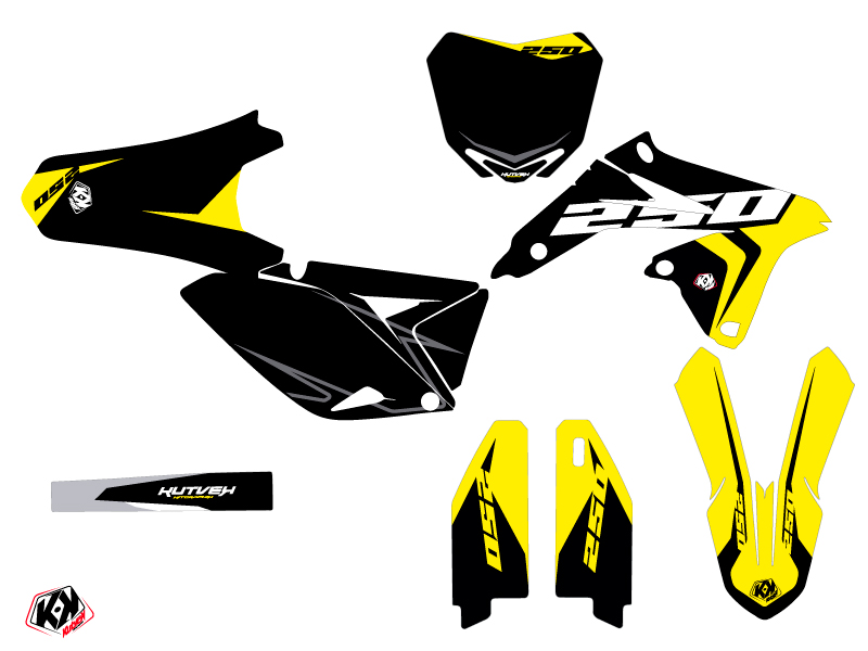 Kit Décoration Moto-Cross Halftone Suzuki 250 RMZ Noir Jaune KUTVEK - vue 2