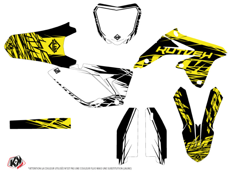 Kit Déco Moto Cross KUTVEK Eraser Fluo Suzuki 250 RMZ Jaune - vue 2