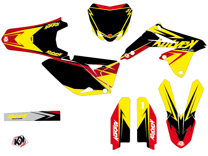 Kit de décoration motocross Suzuki 250 RMZ jaune rouge KUTVEK - vue 2