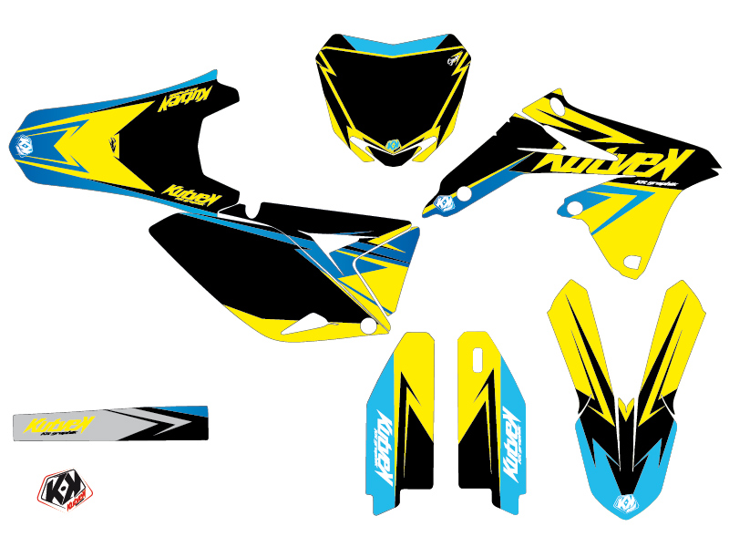 Kit Déco Moto Cross Stage Suzuki 250 RMZ Jaune Bleu KUTVEK - vue 2