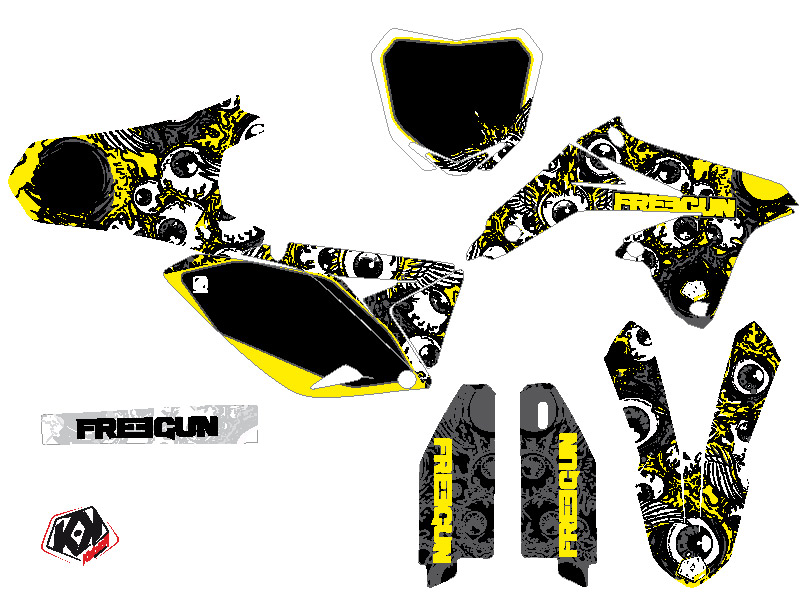 Kit Déco Moto Cross Freegun Eyed Suzuki 250 RMZ Jaune - vue 2