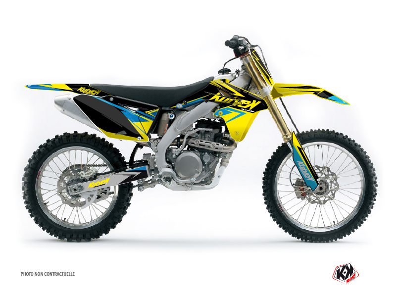 Kit décoration moto cross Suzuki 250 RMZ jaune bleu KUTVEK