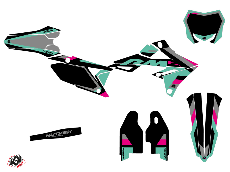 Kit Décoration Moto Cross Label Suzuki 250 RMZ Turquoise - vue 2