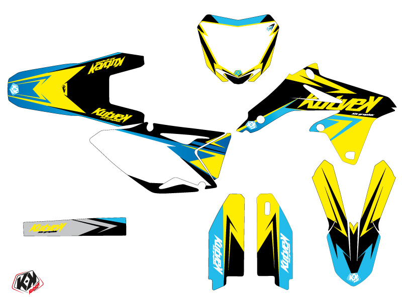 Kit Déco Moto Cross Stage Suzuki 450 RMZ Jaune Bleu KUTVEK - vue 2