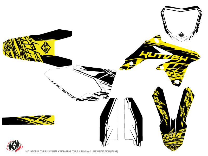 Kit Décoration Moto Cross Eraser Fluo Suzuki 450 RMZ Jaune KUTVEK - vue 2