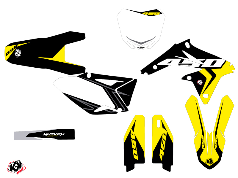 Kit Décoration Moto Cross Halftone Suzuki 450 RMZ Noir Jaune KUTVEK - vue 2