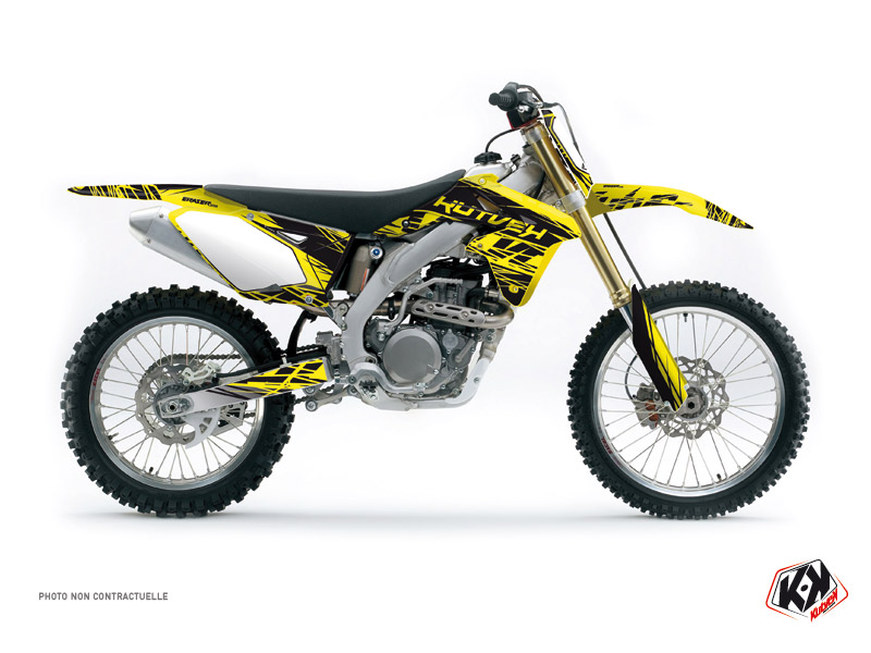 Kit déco moto cross Eraser Suzuki 450 RMZ jaune noir KUTVEK