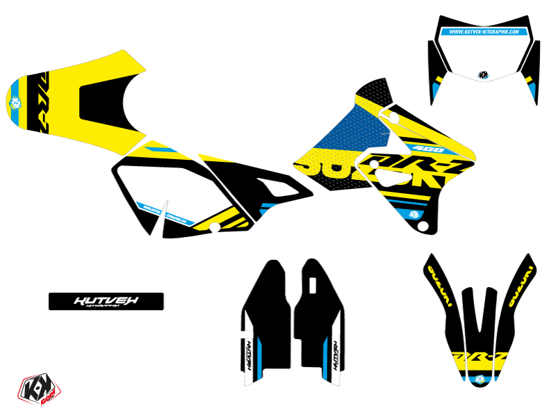 Kit Plastiques Déco Moto Cross Grade Suzuki DRZ 400 SM Bleu KUTVEK - vue 2